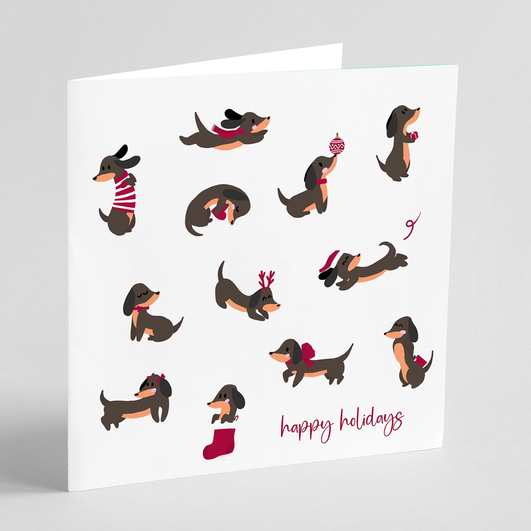 Holiday Greeting Card - Xmas Dachshunds