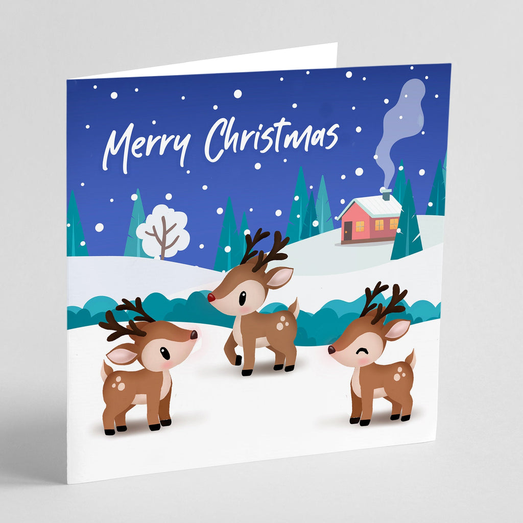 Xmas Reindeers & Rudolph - Holiday Greeting Card