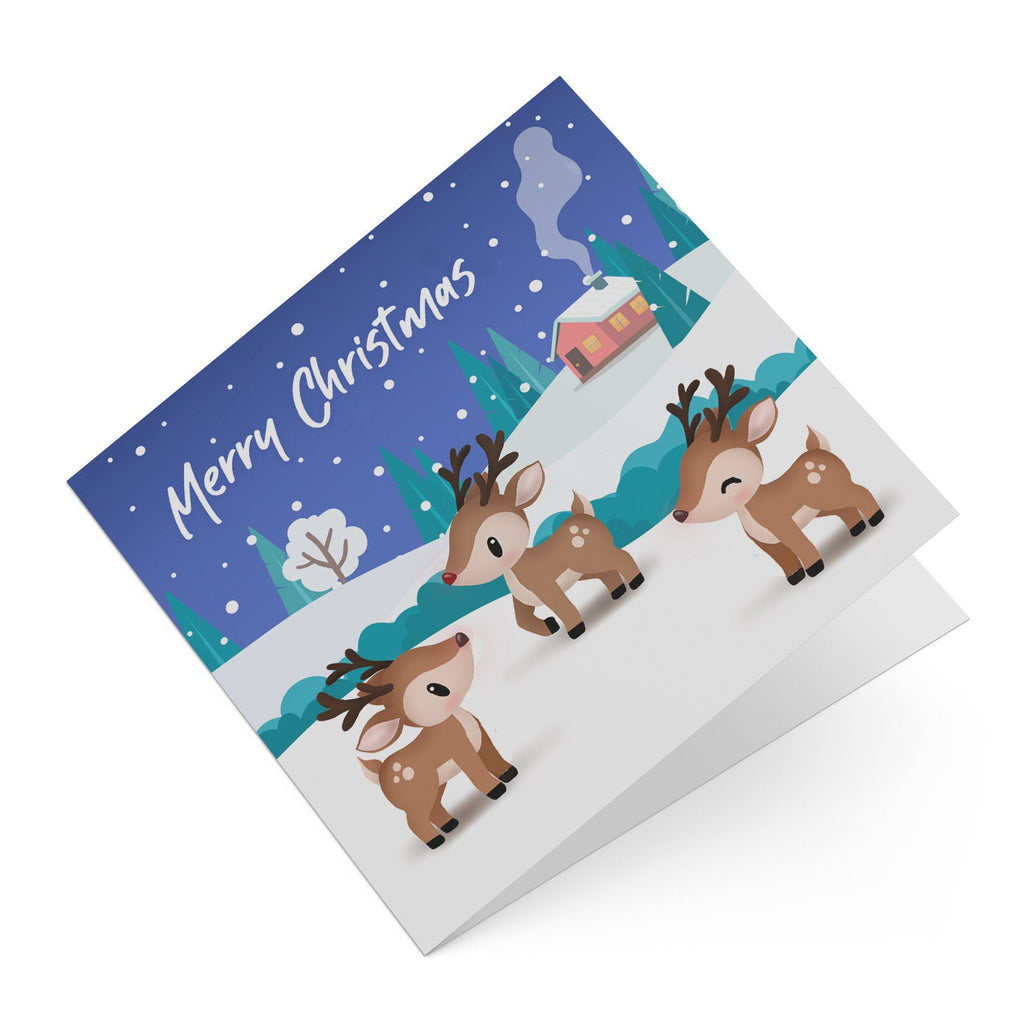 Xmas Reindeers & Rudolph - Holiday Greeting Card