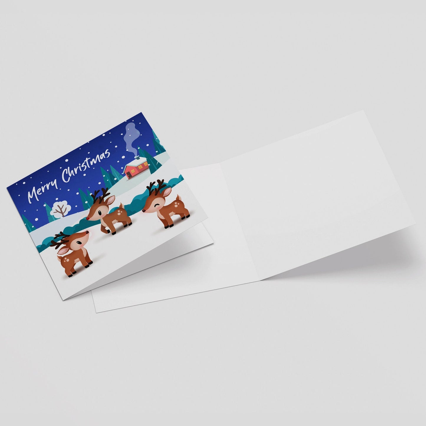 Holiday Greeting Card - Xmas Reindeers, Rudolph