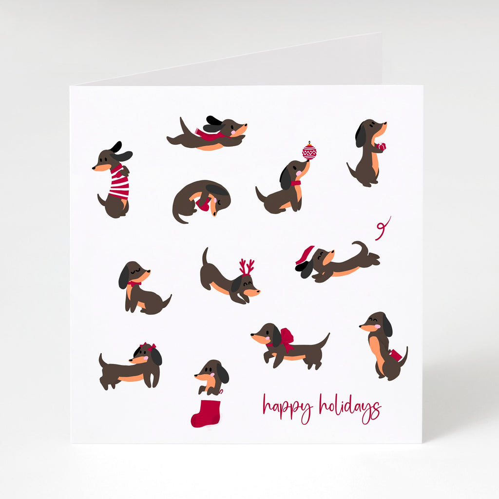 Xmas Dachshunds - Holiday Greeting Card