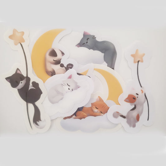 Sleeping Kitties Mini Sticker Set of 6
