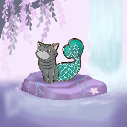 Purrmaid Dumpling Pin, Teal