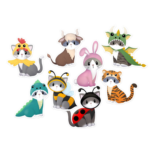 Kitties in Costume - Mini Stickers (Set of 8)