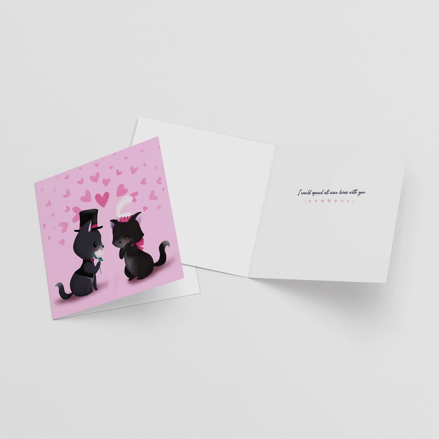 Valentines Day Card - Kitty Love in the Moonlight, "I Love You to the Moon & Back" - Greeting Card