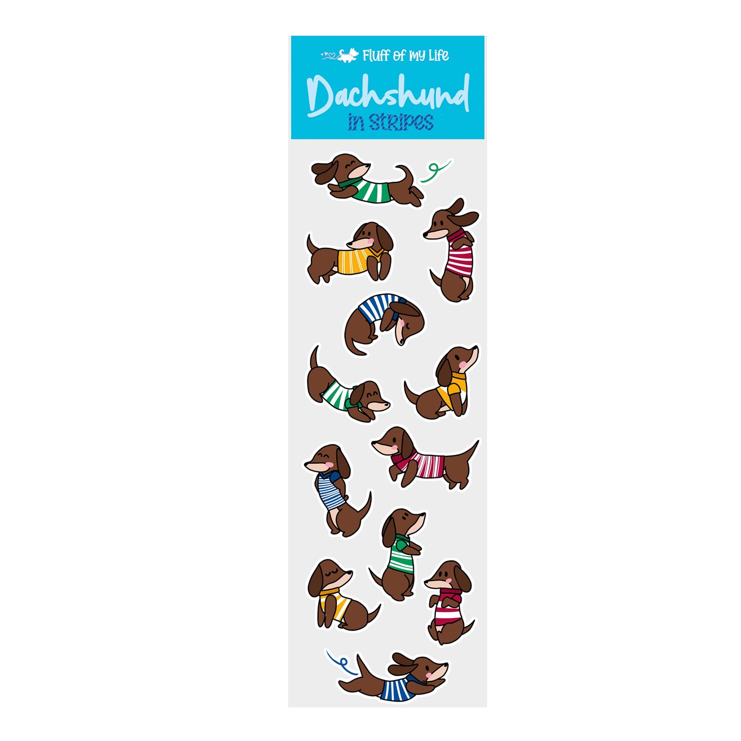 Sticker Sheet - Dachshunds in Stripes