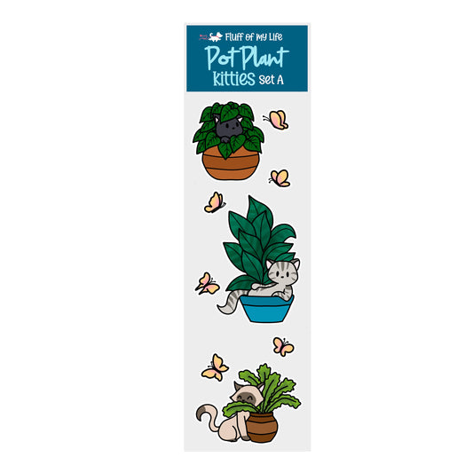 Sticker Sheet - Pot Plant Kitties, Set A
