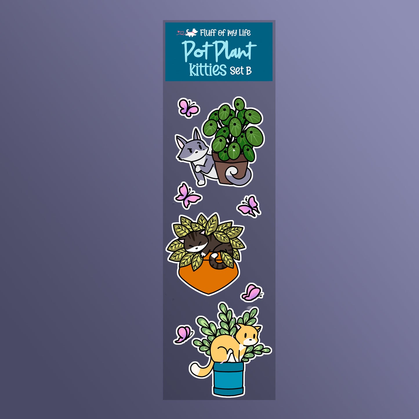 Sticker Sheet - Pot Plant Kitties, Set B