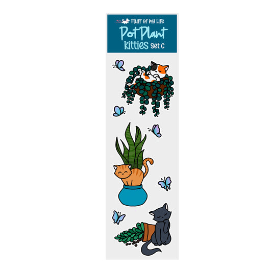 Sticker Sheet - Pot Plant Kitties, Set C