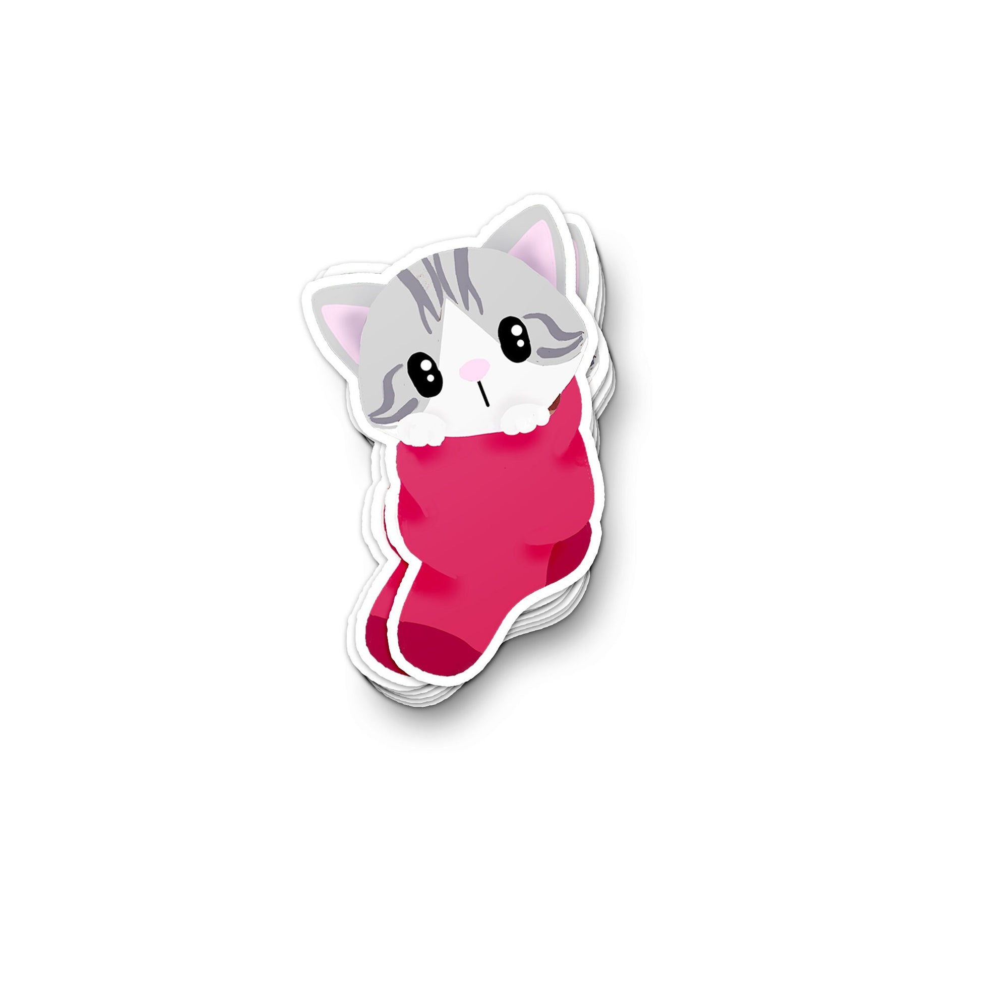 Kitty in Stocking - Christmas Sticker