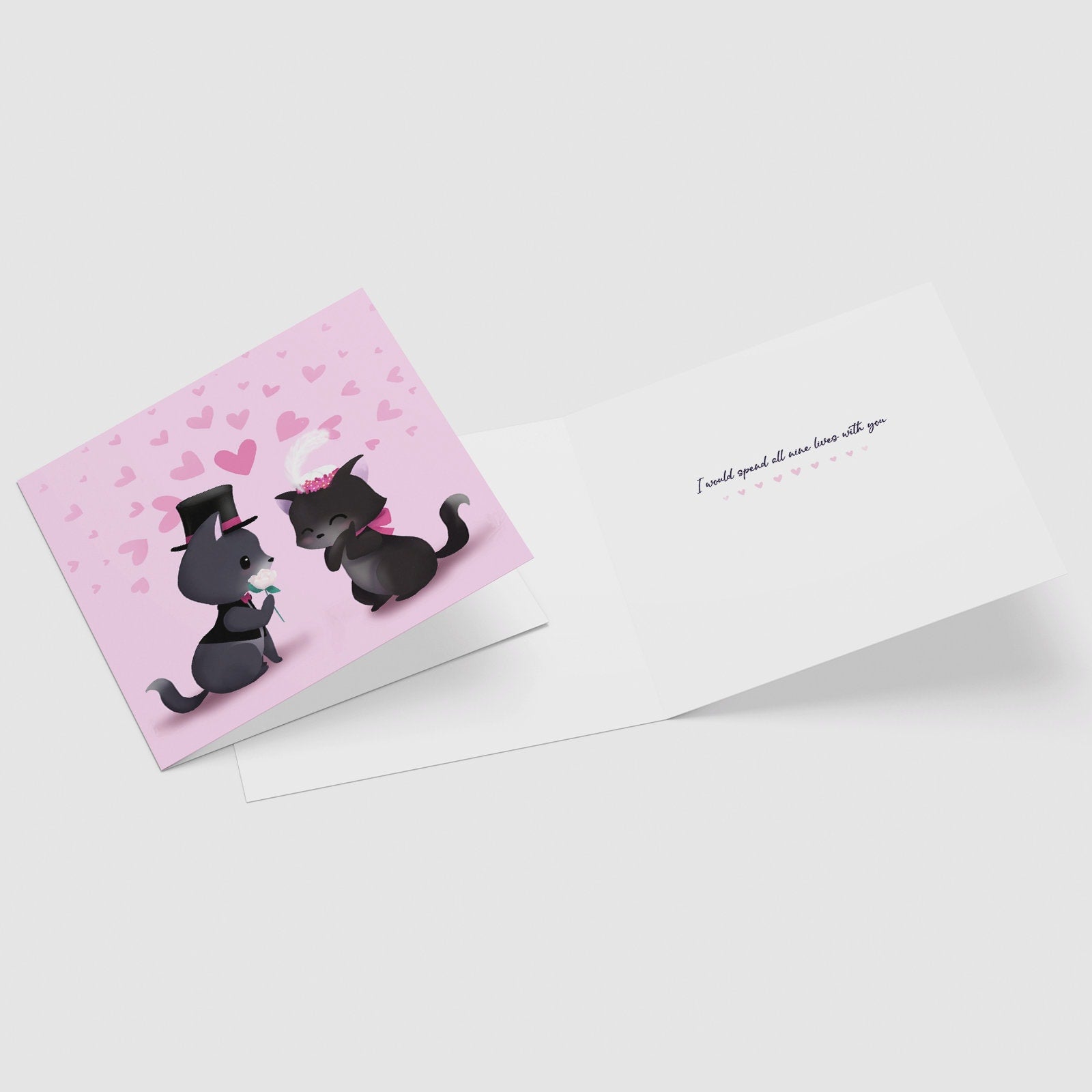 Valentines Day Card - Kitty Love in the Moonlight, "I Love You to the Moon & Back" - Greeting Card
