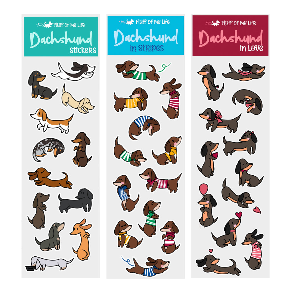 Sticker Sheets, Set of 3 - Dachshunds