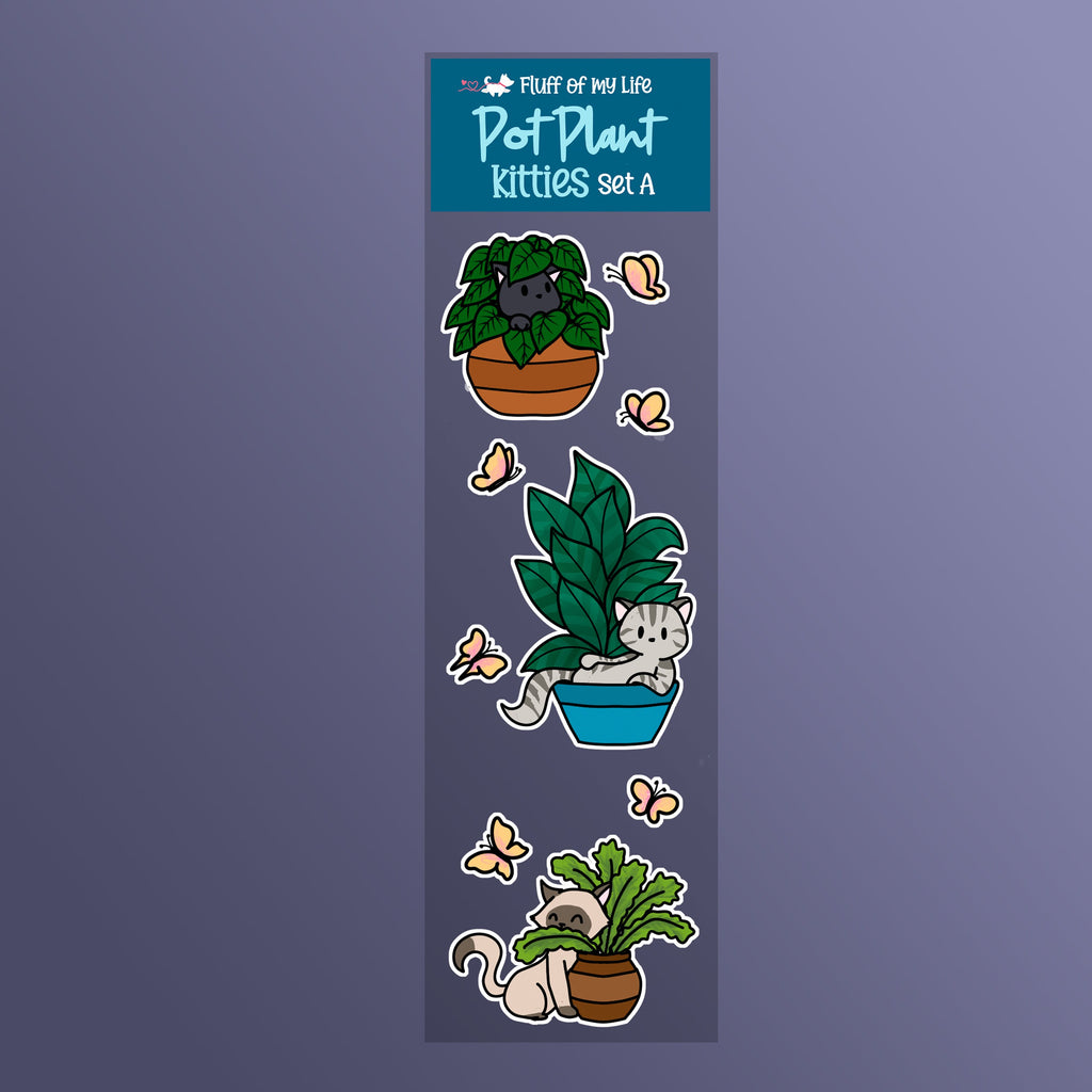 Sticker Sheet - Pot Plant Kitties, Set A