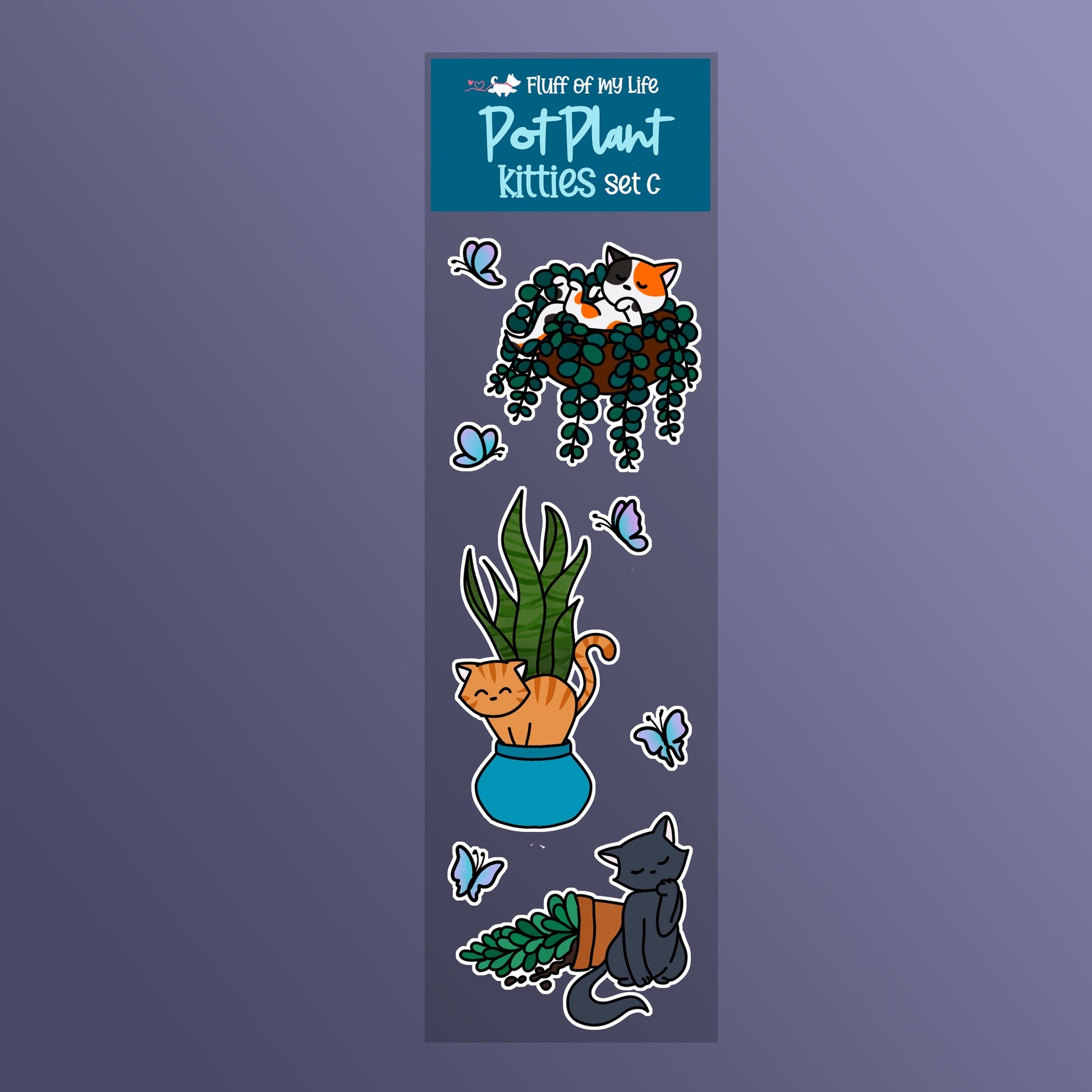 Sticker Sheet - Pot Plant Kitties, Set C