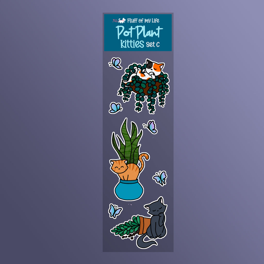 Sticker Sheet - Pot Plant Kitties, Set C