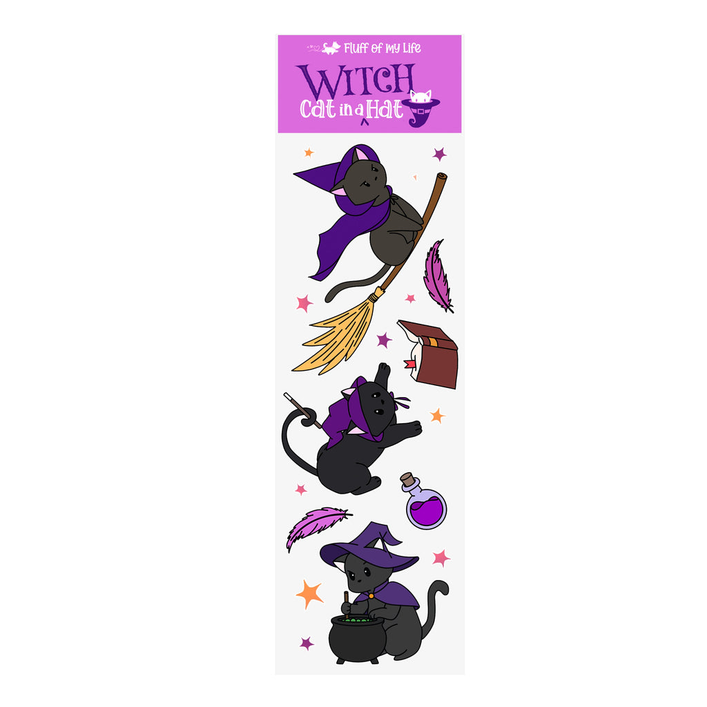 Sticker Sheet - Cat in a Witch Hat