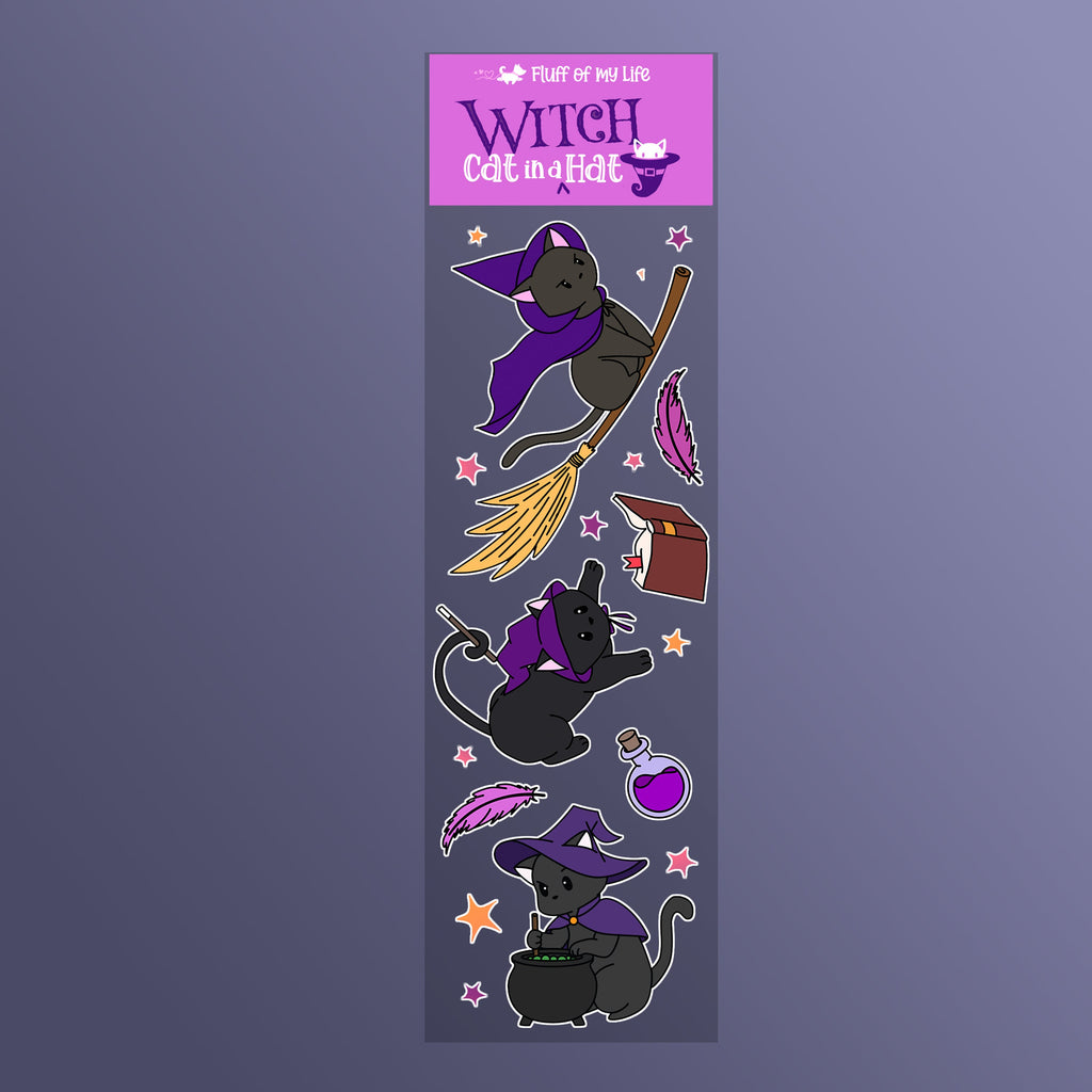 Sticker Sheet - Cat in a Witch Hat