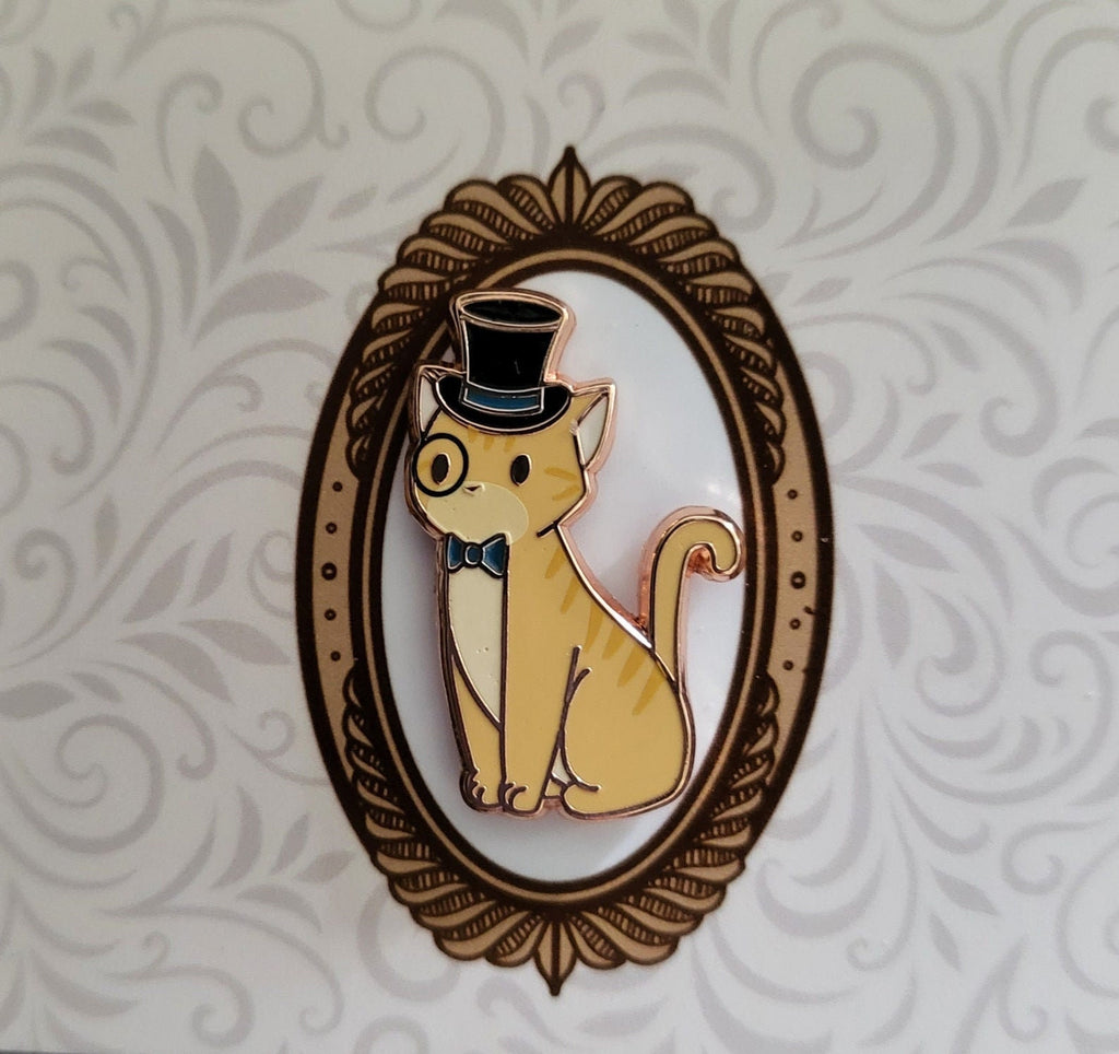 Cat in a Vintage Top Hat, Pins, Brooches & Lapel Pins