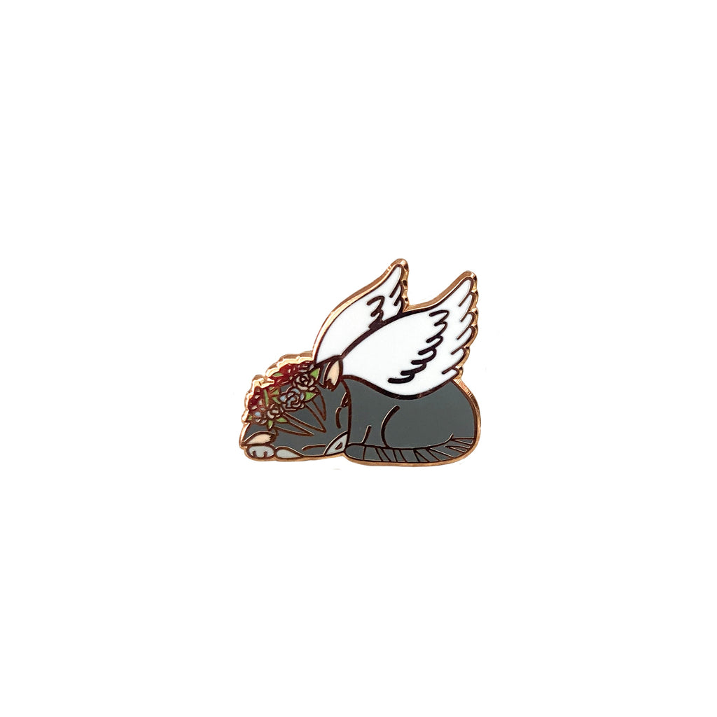 Sleeping Angel Kitty Pin, , Brooches & Lapel Pins