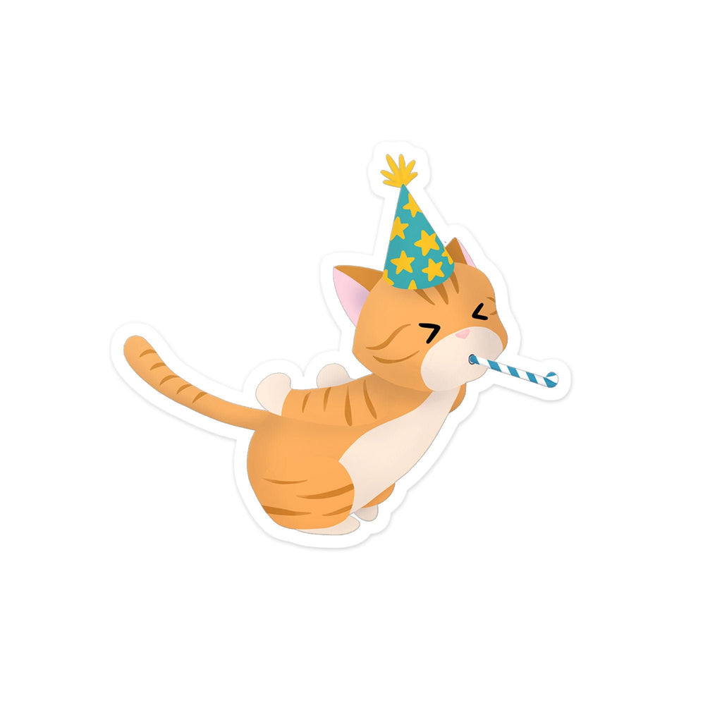 Cat in a Party Hat - Sticker, , Decorative Stickers