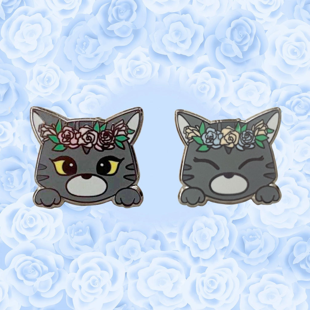 Floral Crown Kitty Pin Set of 2, , Brooches & Lapel Pins