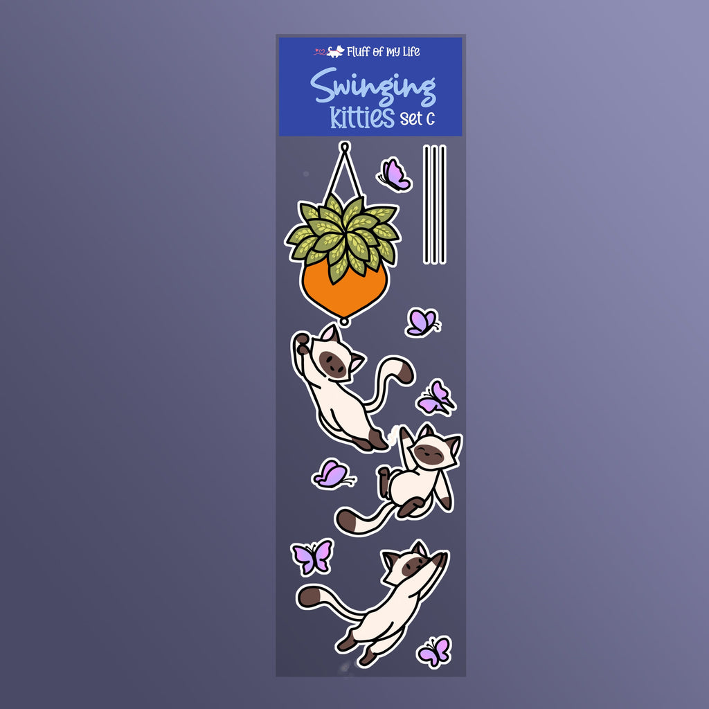 Sticker Sheet - Swinging Kitties, Set C, , Decorative Stickers