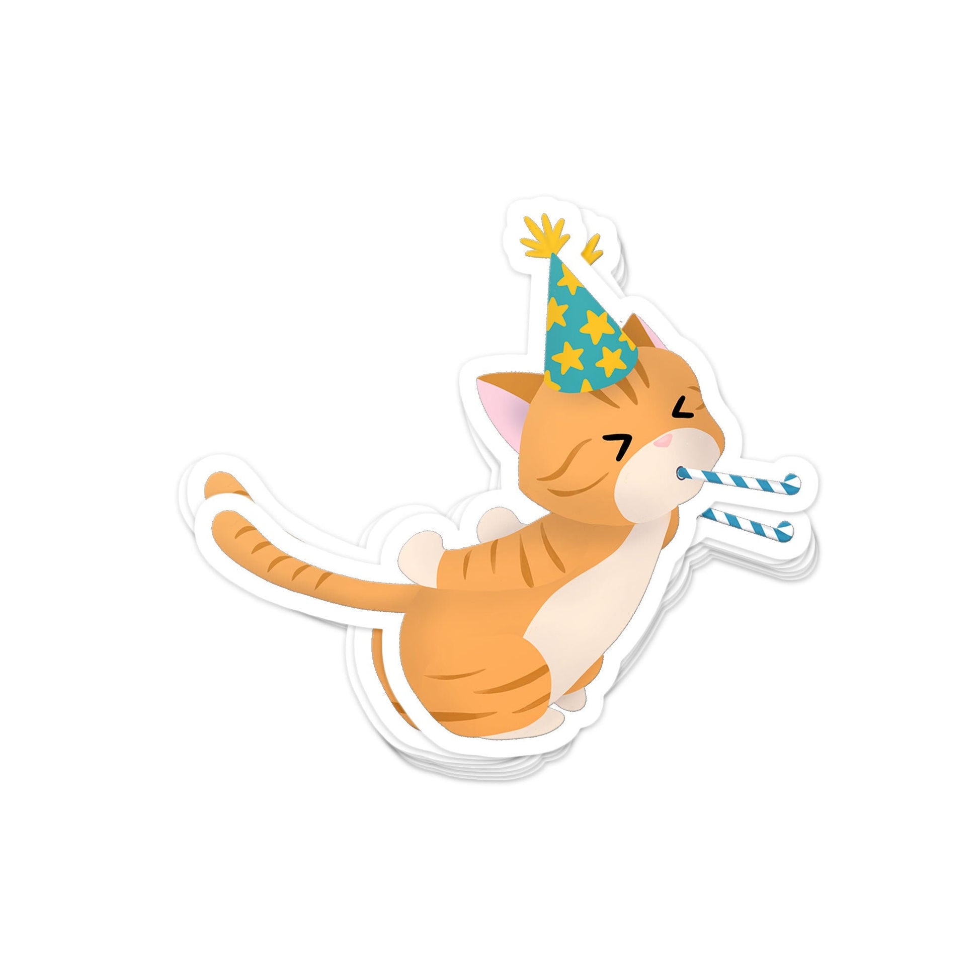 Cat in a Party Hat - Sticker, , Decorative Stickers