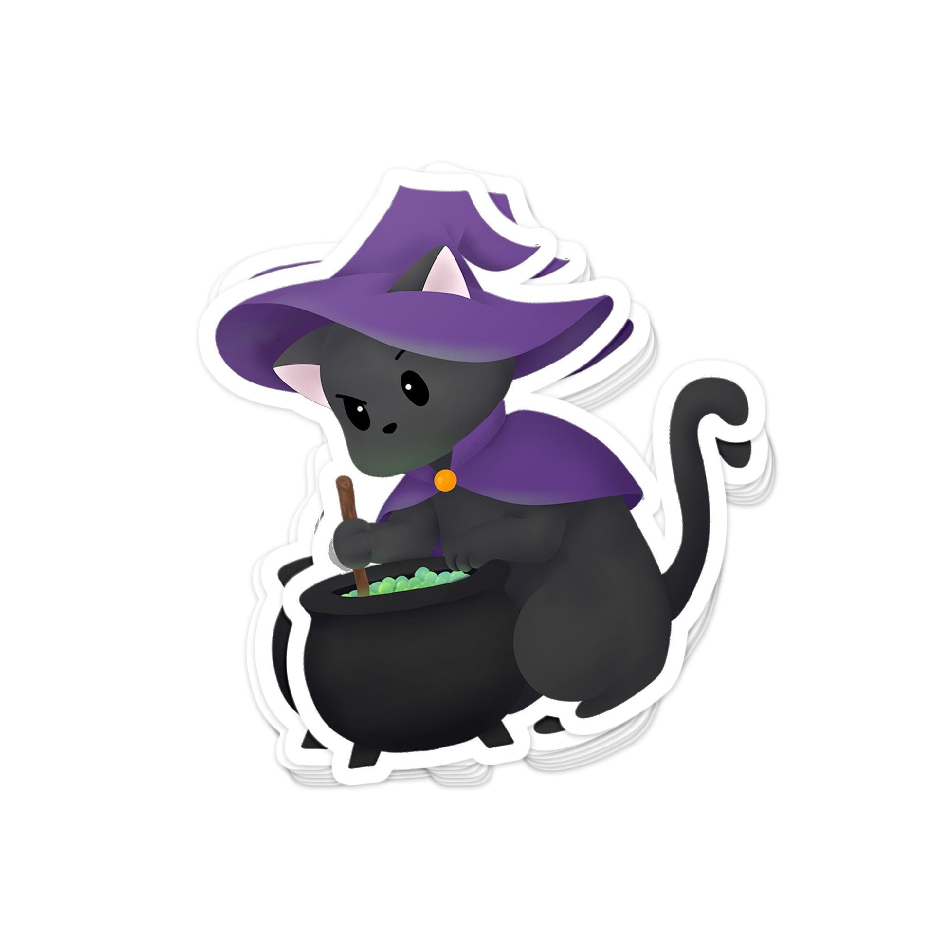 Cat in a Witch Hat - Sticker, , Decorative Stickers