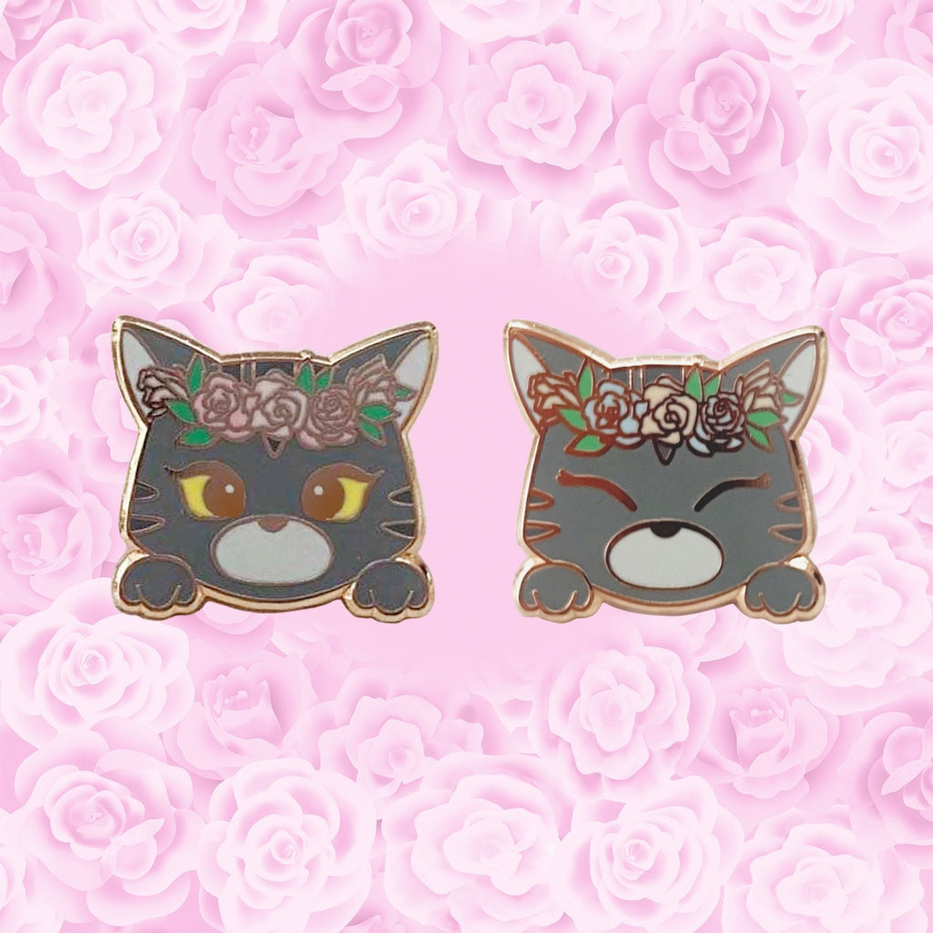 Floral Crown Kitty Pin Set of 2, , Brooches & Lapel Pins