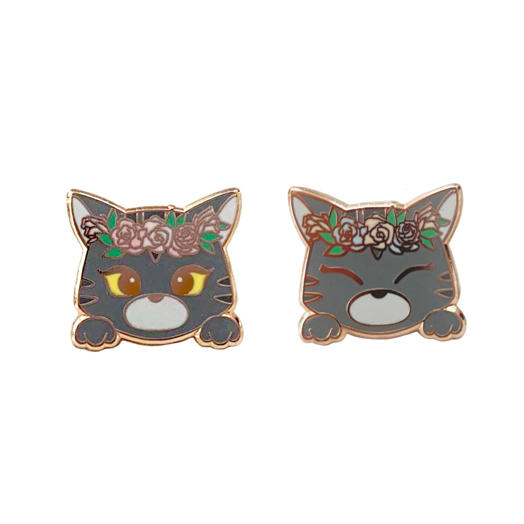 Floral Crown Kitty Pin Set of 2, , Brooches & Lapel Pins