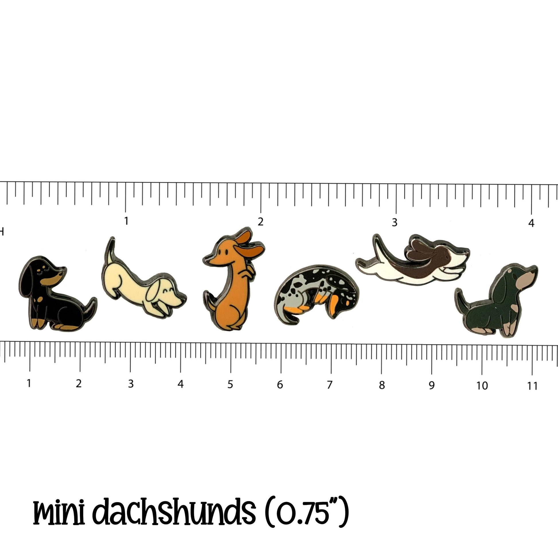 Tiny Dachshund Pins - Set of 6