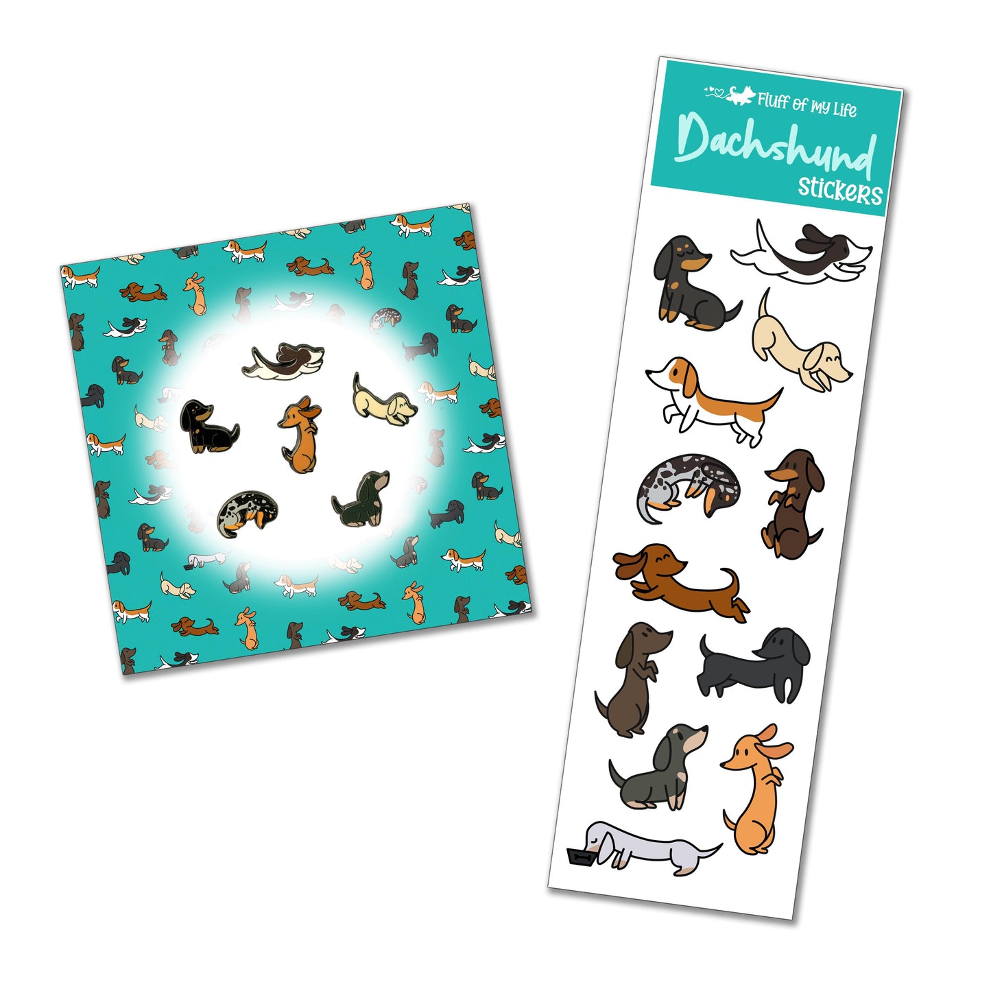 Tiny Dachshund Pins - Set of 6