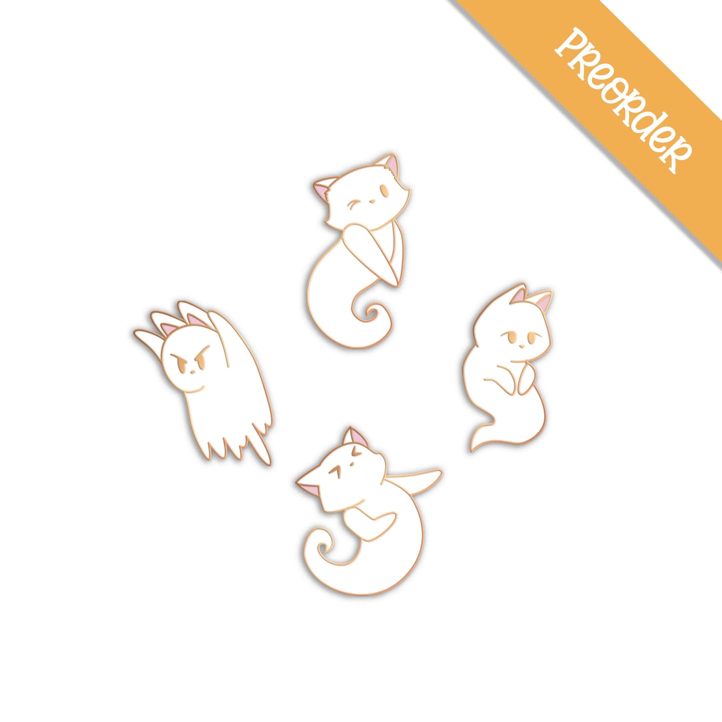 PREORDER Angry Ghost Kitty - Tiny Enamel Pin, Mini Halloween Pin