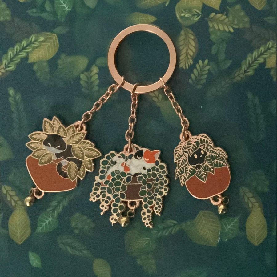 Charm Trio Keychain - Pot Plant Kitties