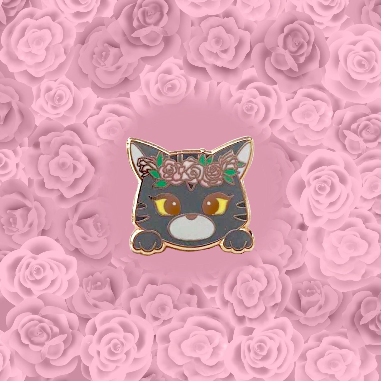 Floral Crown Kitty Pin - Pink Rose