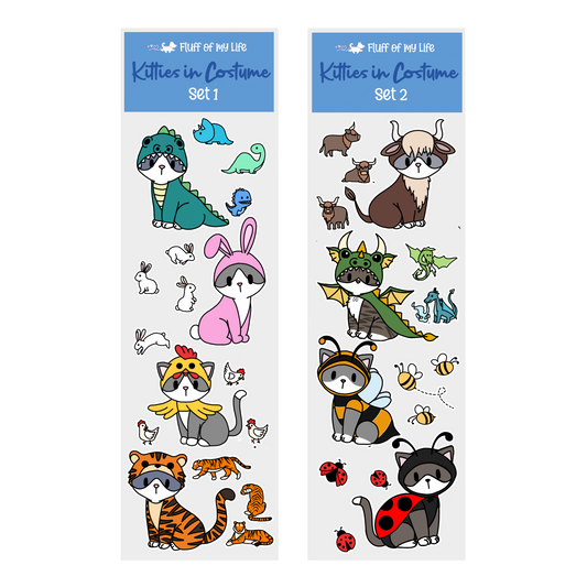 Sticker Sheet - Kitty in Costume - Set of 2