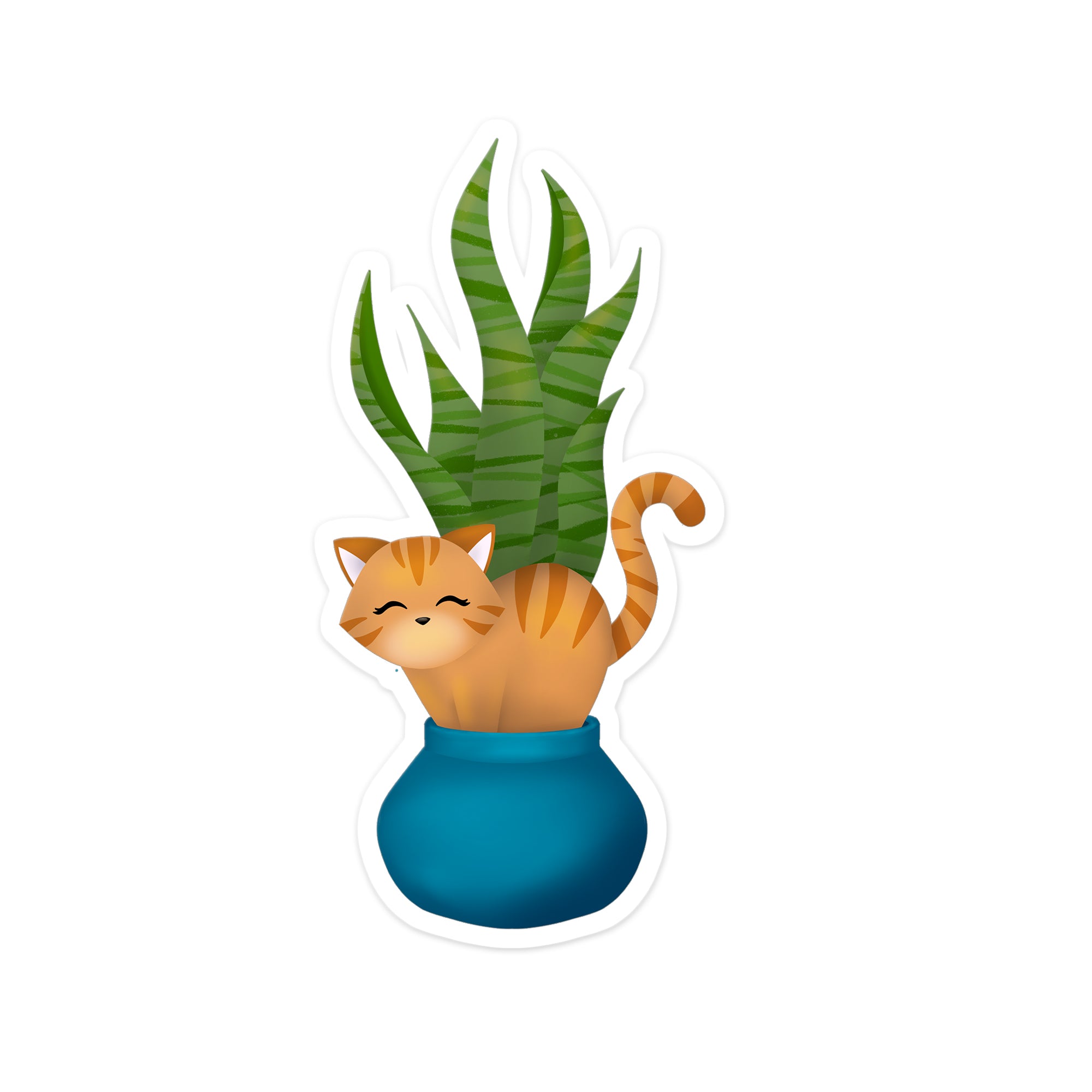 Snake Plant Kitty Sticker - Pot Plant Kitties  Fluff of My Life