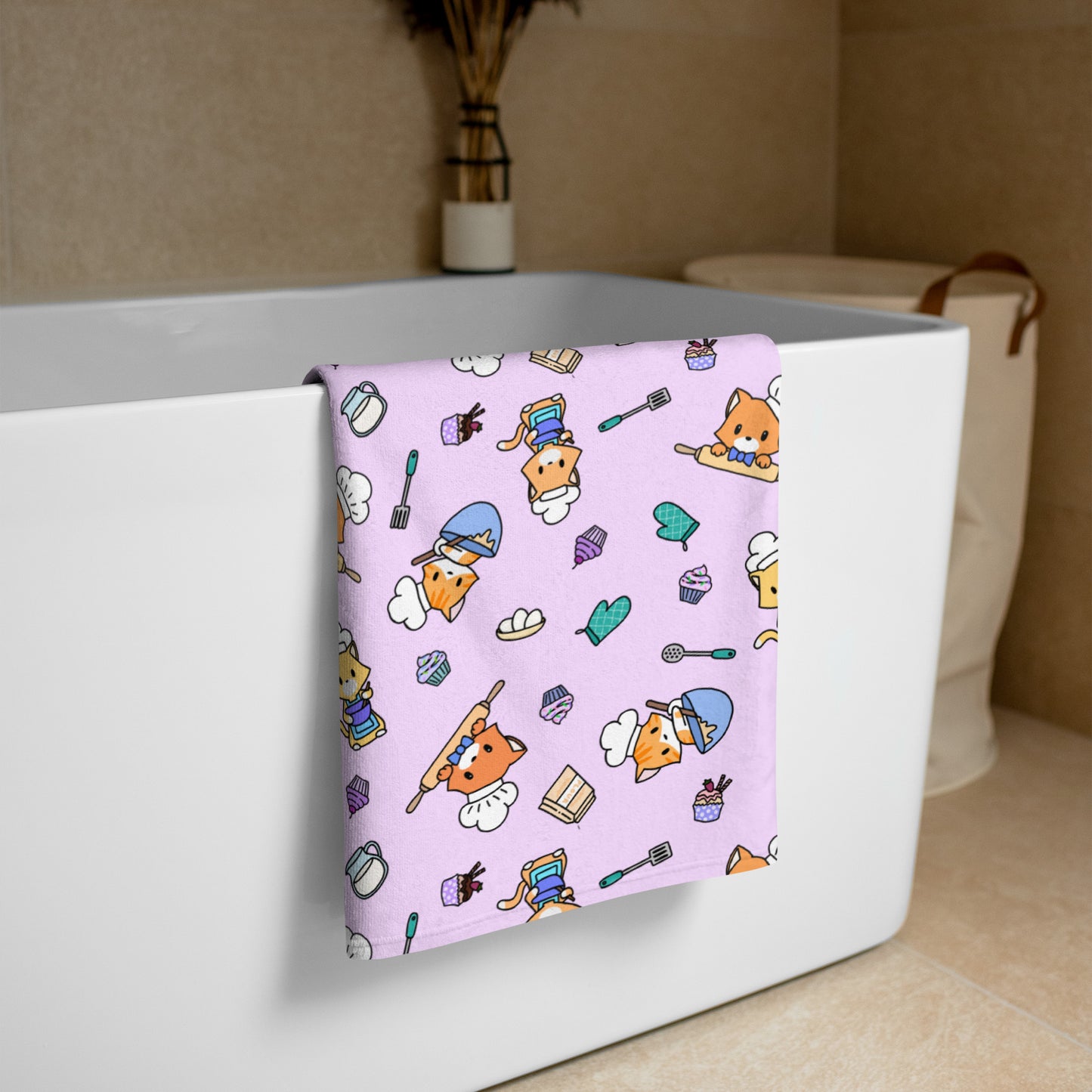 Chef Kitty Patterned Towel