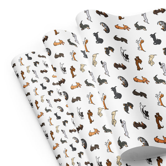 Cute Dachshunds Wrapping Paper, White