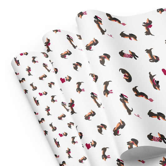 Christmas Dachshunds Wrapping Paper, White