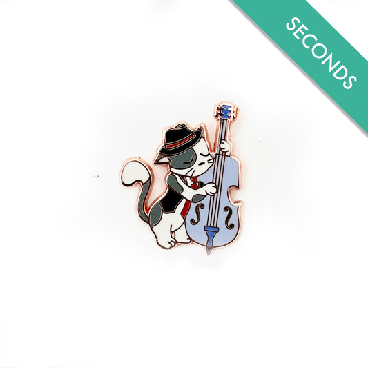 Jazz Kitties - Pin Seconds - Double Bass Kitty - Small Enamel Pin