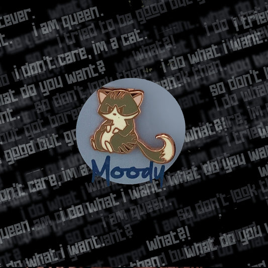 Moody Grey Tabby Cat Enamel Pin, Cattitude Collection *EXCLUSIVE* (All Fluffed Up Pin & Sticker Club)