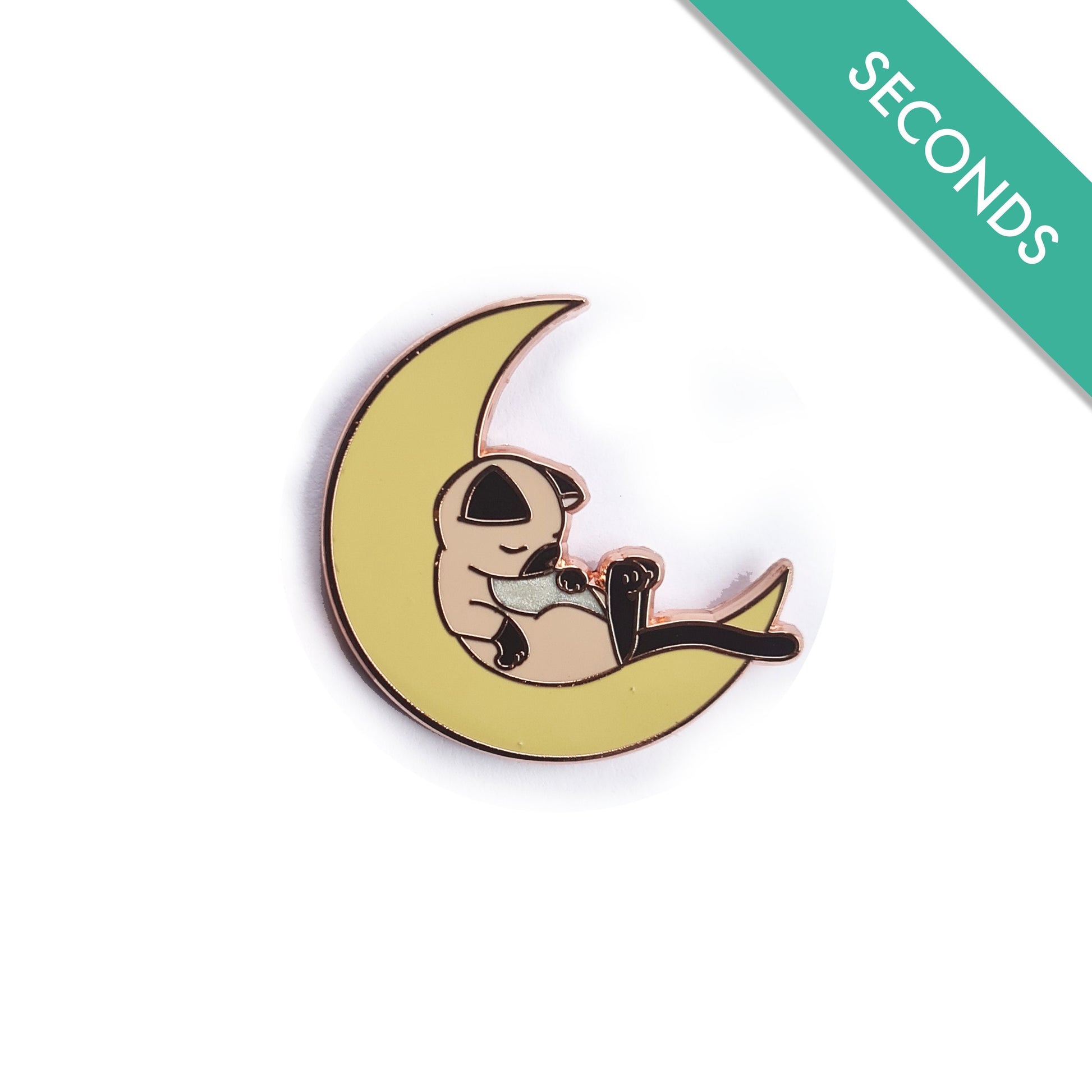 Sleeping Kitty - Pin Seconds Enamel Pin - Cat on Moon