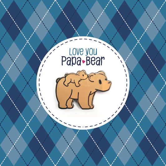 Papa Bear and Baby Bear - Riding on Back 1.0" - Small Enamel Pin