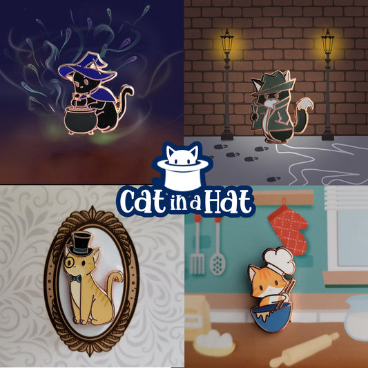 Cat in a Hat Collection - Hazel in Top Hat *EXCLUSIVE* (All Fluffed Up Pin & Sticker Club) Gentleman Cat