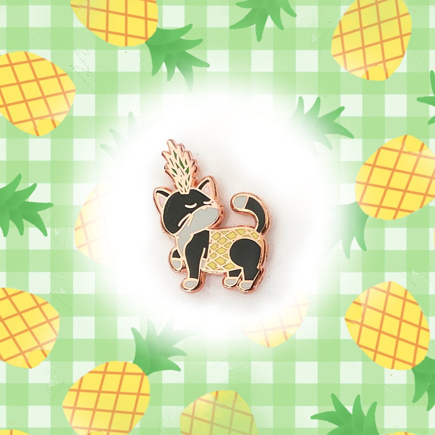 Fruit Salad Kitties Mini Collection, Set of 3 (Banana, Pineapple, Strawberry) - Small 1&quot; Enamel Pins, Pins, Brooches & Lapel Pins