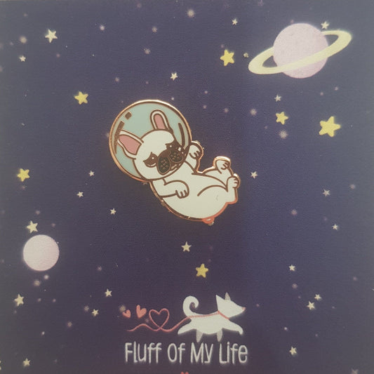 Floating Frenchie Space Dog - Small Enamel Pin, Pins, Brooches & Lapel Pins