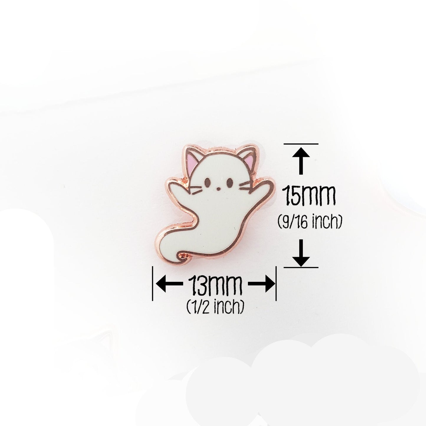 Ghost Kitty - Tiny Enamel Pin (Halloween, Cat Lapel Pin, Hard Enamel Pin), Pins, Brooches & Lapel Pins