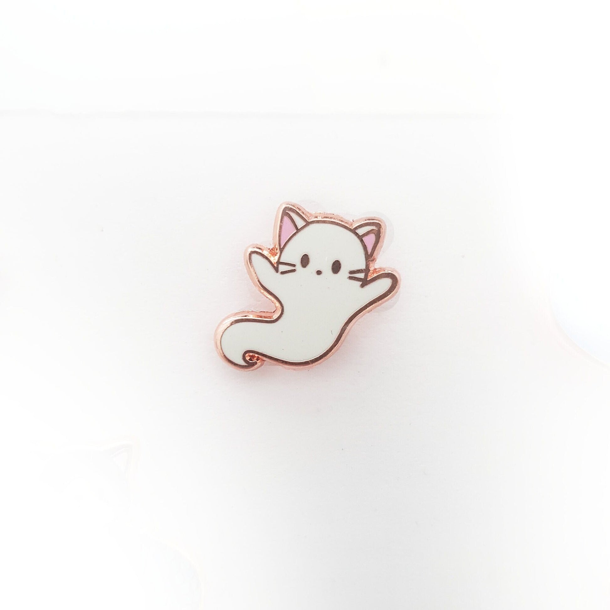 Ghost Kitty - Tiny Enamel Pin (Halloween, Cat Lapel Pin, Hard Enamel Pin), Pins, Brooches & Lapel Pins