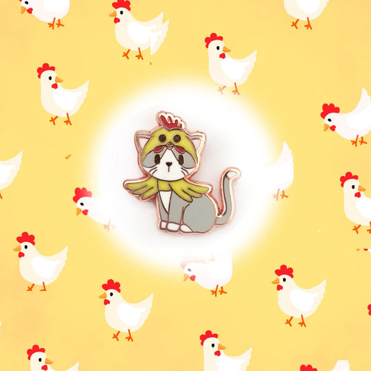 Kitty in Chicken Suit/Costume - Small Enamel Pin, Pins, Brooches & Lapel Pins
